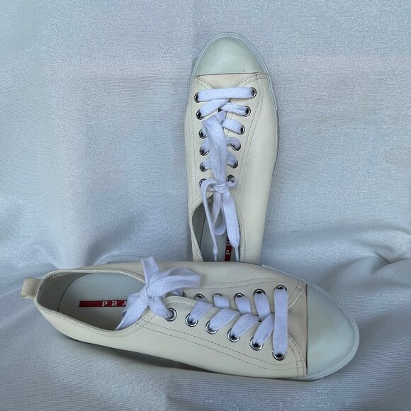 Prada Linea Rossa Shoes - Prada Women's Vanilla Size 39 Sneakers/Tennis Shoes